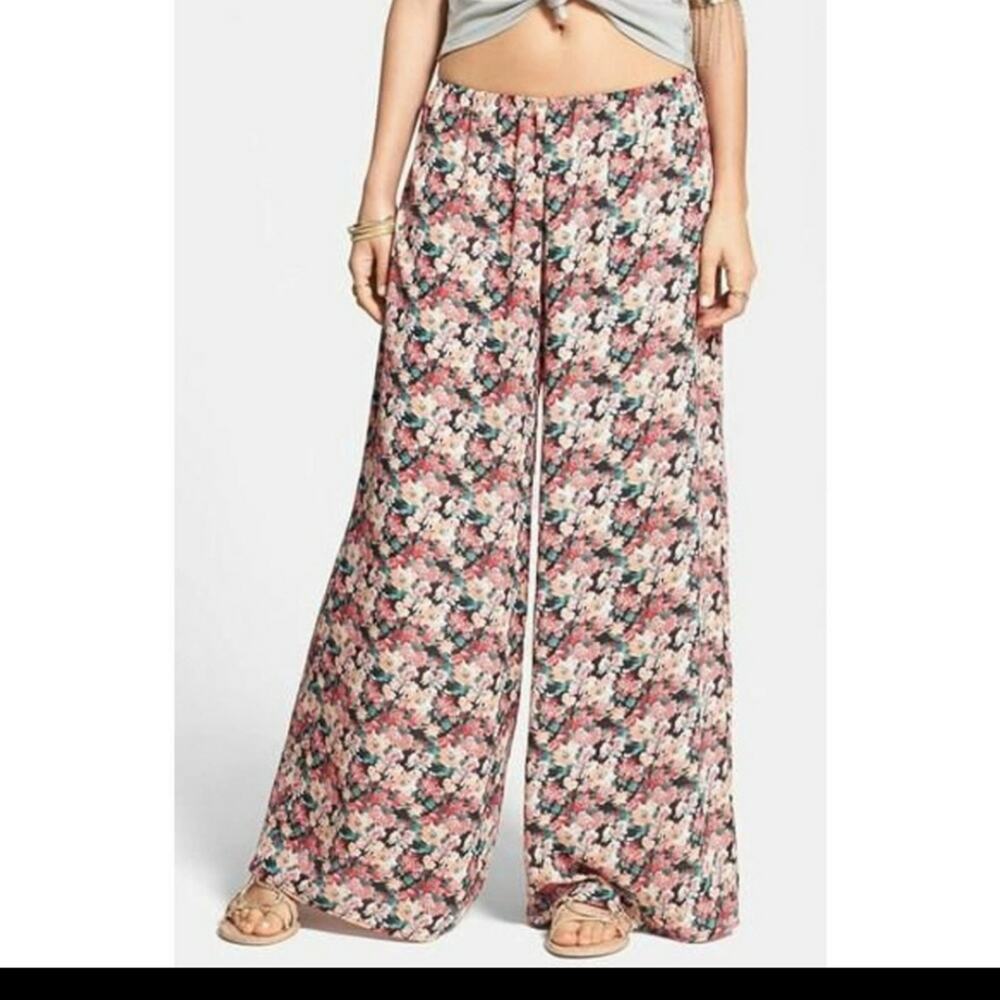 Lily White Boho Floral Palazzo Pants